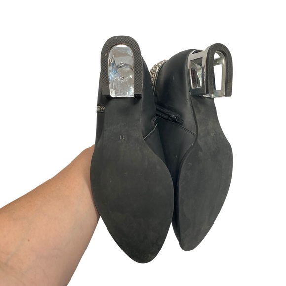Jeffrey Campbell Sergio Boots Black Leather Chain Zipper Metal Heel booty sz 11 - Picture 15 of 16